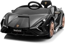 Voltz Toys 12V Ride On Car for Kids, Official Licensed Lamborghini SIAN, Battery Powered Electric Car with Remote Control, LED Lights and MP3 Player (Black)