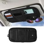 Car Sun Visor Organizer, Auto Interior Accessories Pocket Organizers, Auto Car Visor Pocket with Multi-Pocket Net Zippers, Sunglass Holder and Storage Pocket Fit for Most Cars, Trucks, SUVs (Black)