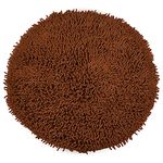 SARAL HOME EASY LIVING Cotton Shaggy Anti-Skid Round Bath Mat (Brown, 60X60 Cm)