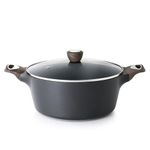 SENSARTE Nonstick Stock Pot with Lid, 6.6 QT Soup Pot Casserole Pot, Healthy Pasta Pot, Large Deep Cooking Pot, Big Sauce Pot Stew Pot, Induction Compatible, PFOA PFOS APEO Free, Black