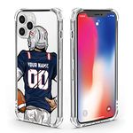 BOSTEPY Custom Name and Number Football Jersey Case for iPhone 15 14 13 12 11 Pro Max Mini Xr Xs X 7 8 Plus SE 2022 2020 6s 6 Personalized Team Style Clear Shockproof Phone Cover for New England