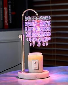 Candle Warmer Lamp with Timer & Dimmable Crystals Candle Lamp Warmer with RGB Mode, Adjustable Height Electric Candle Warmer with 3 Bulbs for Women Mom House Warming Gifts New Home Room Decor