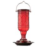 More Birds Hummingbird Feeder Vintage Red Antique Glass Bottle, 23-Ounce Hummingbird Nectar Capacity