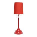 Simple Designs LT3018-RED Table Lamp with Red Shade and Hanging Acrylic Beads 17.00 x 6.00 x 6.00 inches