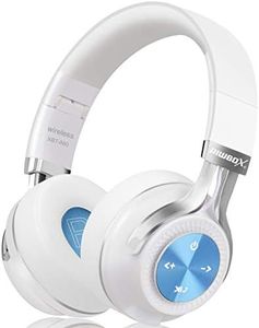 Bluetooth Headphones, Riwbox XBT-880 Wireless Bluetooth Headphones Over Ear with Microphone and Volume Control Wireless and Wired Foldable Headset for iPhone/iPad/ PC/Cell Phones/TV (White&Blue)