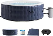 4-6 Person Inflatable Hot Tub – Portable Hot Tub with 120 Air Jets & Manual Control Panel, Energy-Efficient Thermal Cover, Blow Up Hot Tub for Outdoor/Indoor Hot Tubs Backyard Use, 71"x24" Blue