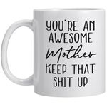 DasyFly Mothers Day Gifts for Mum from Daughter Son,You’re an Awesome Mother Coffee Mug Ceramic Cup Mum-Funny Birthday Gifts,Christmas Presents Mum,Best Son Husband, Black