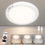 WhitePoplar Rechargeable Motion Sensor Closet Light with Remote - Magnetic Wireless Ceiling Lights Battery Operated, 400LM Closet Light Indoor for Closets Shower Pantry Stairs Hallway