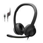 Logitech H390 Wired Headset for PC/Laptop, Stereo Headphones with Noise Cancelling Microphone, USB-A, in-Line Controls for Video Meetings, Music, Gaming and Beyond - Black