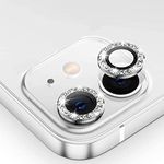 Voski Ultra Thin Diamond Stone Aluminum Alloy Camera Lens Protector for iPhone 12 Mini,iPhone 12,iPhone 11 Metal Diamond Ring Camera Glass for iPhone 12 Mini,iPhone 12,iPhone 11 -Silver