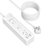 BN-LINK Surge Protector Power Strip with 9 Outlets 2 USB-A 1 USB-C(Total 3.4A), 3-Side Outlet Extender Strip with 5 Ft Extension Cord, Flat Plug, Desktop Charging Station for Travel, Home, Office, 15A