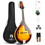 Vangoa Mandolin Instrument A Style Sunburst Acoustic Mandolin for Beginners with Tuner, Strings, Gig Bag, Picks