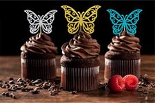 SVM CART® Butterfly Cupcake Topper-Cake topper-30 Pack Assembled Butterfly Cupcake Toppers Colorful Glitter Butterfly Cupcake Picks Baby Shower Kids Birthday Party Cake Decorations Supplies