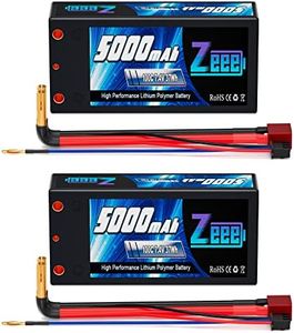 Zeee 2S Shorty Lipo Battery 5000mAh 7.4V 100C Hard Case Battery with 4mm Bullet to Deans Connector for RC 1/10 Scale Vehicles Car Trucks Boats RC Models(2 Pack)