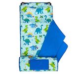 Wildkin Microfiber Modern Quilted Nap Mat with Reusable Pillow for Boys & Girls, Ideal for Elementary Sleeping Mat, Soft Blend Materials with Elastic Corner Straps Nap Mats (Dinosaur Land)