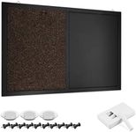 Navaris Combination Chalk and Cork Board - 24 x 36 in Magnetic Chalkboard Combo Framed Bulletin Board for Wall - Includes Chalk, Push Pins, Magnets