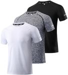 Boyzn Men's 3 Packs Athletic Short Sleeve T-Shirts Cool Dry Sport Shirt Moisture Wicking Fitness Shirts Short Sleeve Workout T-Shirt Tops Black/White/HGrey-3P07-2XL