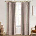 Living Room Curtains 84 Inches Long,Tan Beige Pinch Pleated Flax Linen Basics Curtains Total Blackout Burlap Boho Sunblock Thermal Drapes for Summer Cabin/Office/Nursery Room Divider (40"x84" 2panels)