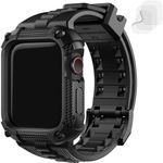 Fullmosa Compatible with Apple Watch Bands 41mm 40mm Series 9/8/7/6/5/4/SE2/SE, TPU Rugged iWatch Strap Military Grade Shockproof Bumper Case with Screen Protector for Men Women (41mm, Black)