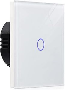 Navaris Interruttore luce casa touch - con pannello in vetro antigraffio - Interruttore touch screen parete per lampade indicatore LED 240V - bianco