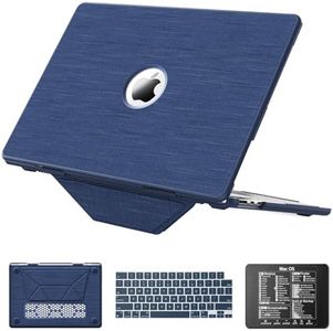 KAIJIAbox Case for MacBook Air 15 Inch Case,Foldable Stand and Mouse Pad/Bag, Exquisite Plastic Hard Shell,Woven Fabric Protective Cover for MacBook Air 15 Inch(2022/2024)[M2 A2941/M3 A3114](Navy)