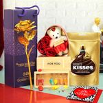 TIED RIBBONS Gift For Girlfriend Boyfriend Husband Wife Birthday Wedding Anniversary Combo Gifts Chocolate With Heart Box Rose Flower And Message Box - 200 Gm