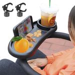 Universal Stroller Snack Tray with Cup Holder, Stroller Food Tray Removable Multifunction Stroller Organizer, Pram Cup Holder Snack Tray Stroller Attachment Stroller Accessories for Travel Outdoor
