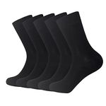 SERISIMPLE Bamboo Dress Men Sock Thin Soft Crew Anti Odor Lightweight Sock Breathable Comfort Cool soft Sock 5 Pairs (Black, Large)