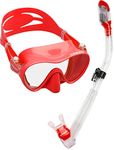 Cressi CRS-FMSS-RD-PP Scuba Diving Snorkeling Freediving Mask Snorkel Set, Red Clear