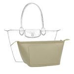 D.DUO Bag Organizer,Purse Insert Organizer With Zipper,Suitable Longchamp Long and Short Handles Tote Bag Organizer Insert (Beige, Large)