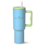 SOLARA Echo 1200ml Insulated Tumbler Bottle with 2 Straws and Lid, Coffee Tumbler for Hot and Cold, 1200ml Stainless Steel Tumbler with Straw, Leak Proof Travel Mug, Office, Home, Home, Blue Hawaii