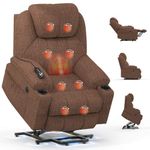 BareTay Recliner Armchair Lift Chair For the Elderly, Power Recliner Chair with Massage & Heat, Extended Footrest, Type C+USB Ports, 2 Cup Holders, Dual Side Pockets Reclining Chairs Lounge Sofa