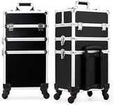 Adson Professional Jumbo Vanity for Multi Function Artist Rolling Trolley Makeup Beauty Train Case Cosmetic Organizer (Black 1)