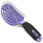 NuWay 4HAIR® U.S. Patented Detangler Hair Brush for Men & Women - Purple | Hair Comb for Scalp Care - Fast Dry Venting Scheme - Special Formulated Bristles | DoubleC® Detangling Hair Brush