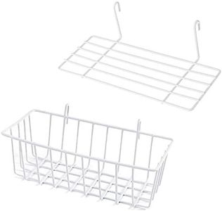 GBYAN Wire Wall Grid Basket Hanging Display Shelf White Metal Grid Panel Accessories, 2 Pack
