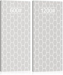2PCS Diamond Sharpening Stone, Kalolary Knife Sharpener Stone Whetstone Honeycomb Surface Diamond Sharpener Plate with Non-slip Base for Pocket Knives Scissors, Outdoor Kitchen Tools (600/1200 Grit)