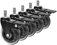 Office Chair Casters, 360° Rotatable Replacement Wheels with Locks, (Pack of 5pcs) Heavy Duty Replacement Wheels with Brakes, Suitable for Hardwood Floors, Wood Floors, Tile Floors, Carpets