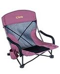 iClimb Low Wide Beach Camping Folding Chair with Side Pocket and Carry Bag (1, Dry Rose)