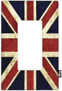 Pznen British Flag Rocker Switch Plate Covers Vintage United Kingdom England UK Flag Pattern 1-Gang Wall Plate, Rocker Wallplates Standard Size 4.5" X 2.76"