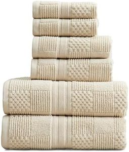 Springtree Home 100% Cotton Bath Towel Set | 6-Piece Set | Textured | Beige