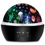 Moredig Baby Lights Projector, Roating Sensory Lights with 8 Lighting Modes, Starry Sky & Ocean Night Light Porjector for Kids, Baby Sensory Toy Gifts for Baby Gifts for Girls Boys - Black