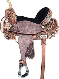 HILASON Dark Brown 14 in Flex Tree Western Horse Saddle American Leather Trail Barrel Racing | American Saddle Horse | Leather Saddle | Western Saddle | Saddle for Horses | Horse Saddle Western