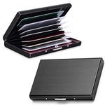 Credit Card Holder, 2Pcs RFID Blocking Wallets, Stainless Steel Card Holder Wallet for Men (Black)