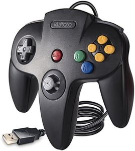 kiwitatá Classic N64 USB Controller, Retro N64 Bit USB Wired PC Game Controller Gamepad Joystick for Windows PC & Mac & Raspberry Pi 3 Black