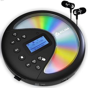 KLIM Discover + Reproductor de CD Portátil + Nuevo 2024 + Discman con batería de Larga duración y Auriculares + Radio FM Portátil Compatible con MP3, SD Card, Bluetooth + Ideal para Coches