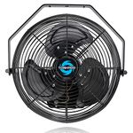 Tornado 12 Inch Outdoor Rated IPX4 Water-Resistant High Velocity Metal Industrial Wall Mount Fan For Commercial, Industrial, Residential, TEAO Motor 3 Speed 1650 CFM 6.6 FT Cord cETL Safety Listed