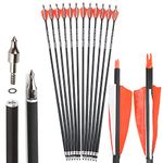 SHARROW 32 Inches Archery Carbon Arrows Spine 500 Archery Target Arrows Adult Hunting Arrows with 4" Nature Feathers for Compound Bow Recurve Bow Longbow Bow And Arrow For Hunting (Orange, 6P)