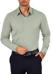 COOFANDY Mens Slim Fit Dress Shirt Wrinkle Free Long Sleeve Button Down Shirts Formal Business Shirts Light Green