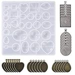 MengH-SHOP Pendant Mold Silicone Resin Moulds Jewelry Casting Molds with Pendant Trays for DIY Jewelry Making Crafting 31 Pcs