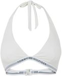 Tommy Hilfiger Women's Triangle Bikini Top, Removable Padding, White (Ivory), Large